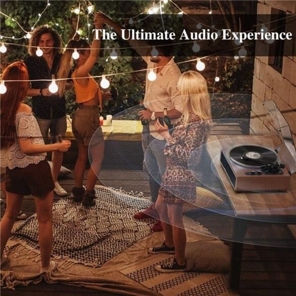 High Fidelity Belt Drive Turntable with Built-in Speakers, Vinyl Record Player - Picture 4 of 6